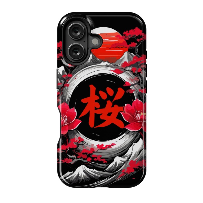 iPhone 16 StrongFit Cherry trees of Mount Fuji by LM2Kone