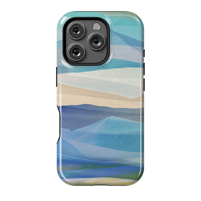 iPhone 16 Pro StrongFit Blue abstract mountain landscape - painted mountains by Oana 