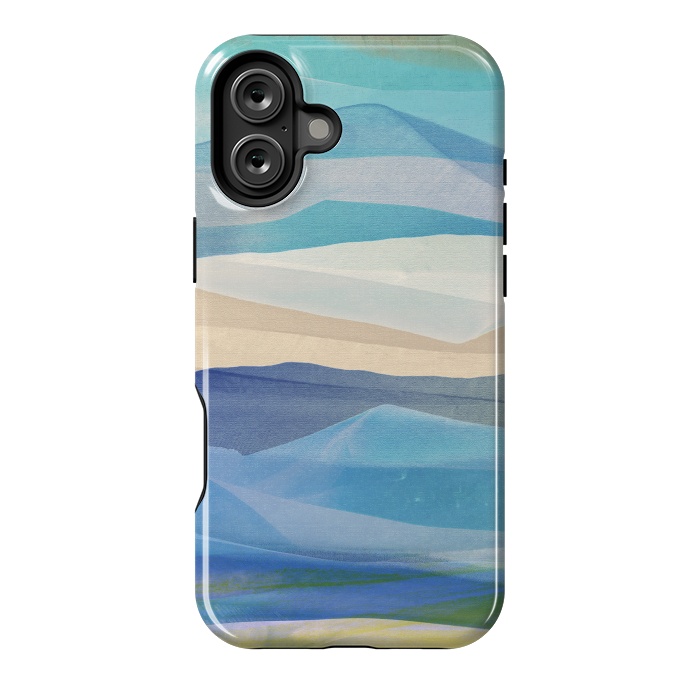 iPhone 16 Plus StrongFit Blue abstract mountain landscape - painted mountains by Oana 