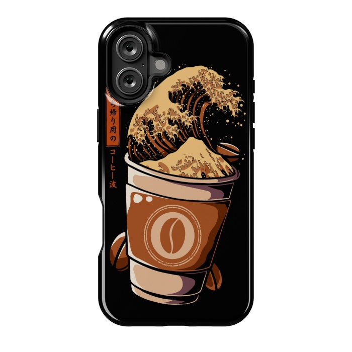 iPhone 16 Plus StrongFit Great Wave of Takeout Coffee by LM2Kone