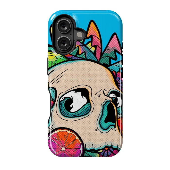 iPhone 16 StrongFit Summer fruit skull by Steve Wade (Swade)