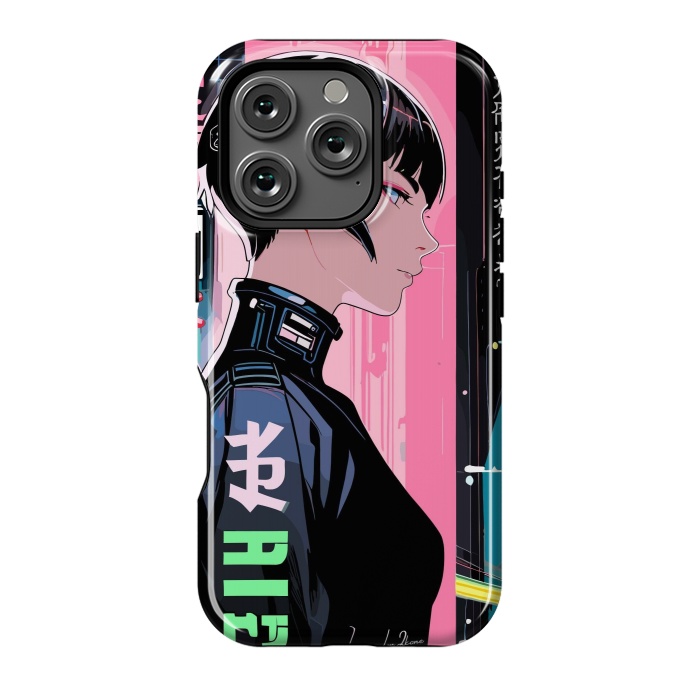 iPhone 16 Pro StrongFit Cyberpunk Pop Girl by LM2Kone