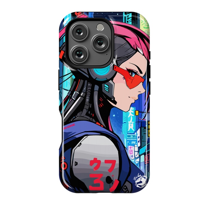 iPhone 16 Pro StrongFit Neon Cyberpunk Girl by LM2Kone