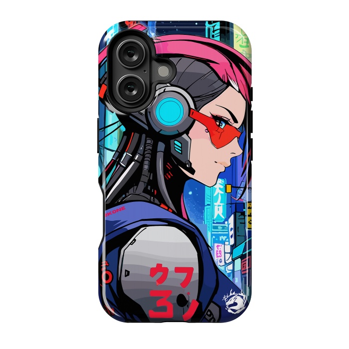 iPhone 16 StrongFit Neon Cyberpunk Girl by LM2Kone