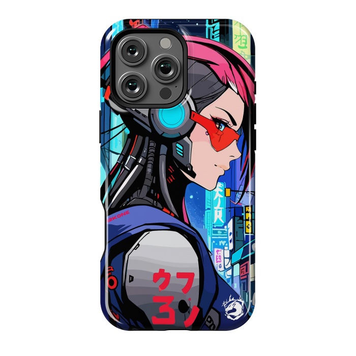 iPhone 16 Pro Max StrongFit Neon Cyberpunk Girl by LM2Kone