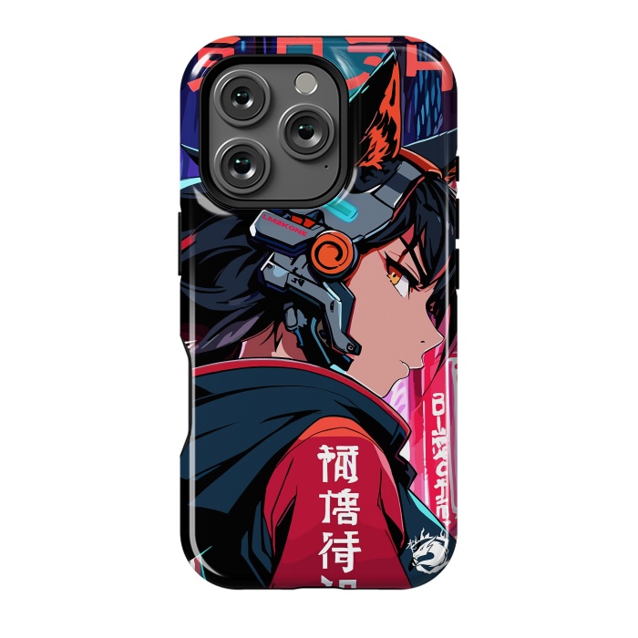 iPhone 16 Pro StrongFit Cyberpunk Kitsune Girl by LM2Kone