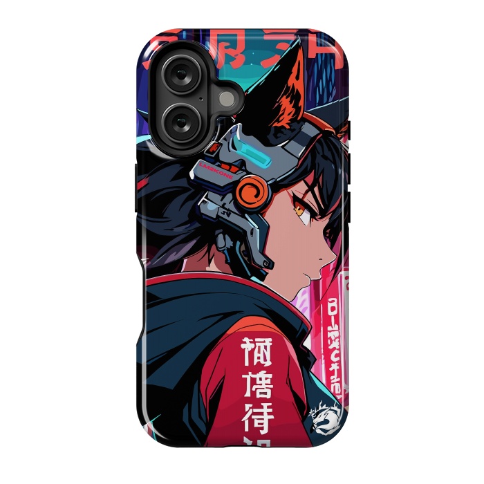 iPhone 16 StrongFit Cyberpunk Kitsune Girl by LM2Kone