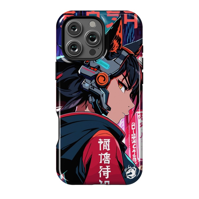 iPhone 16 Pro Max StrongFit Cyberpunk Kitsune Girl by LM2Kone