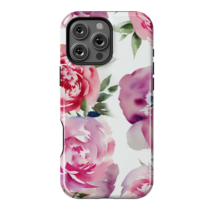 iPhone 16 Pro Max StrongFit Pink watercolour peonies - painted romantic flowers by Oana 