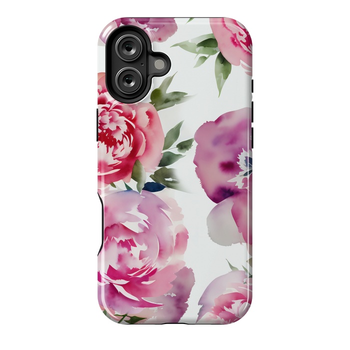 iPhone 16 Plus StrongFit Pink watercolour peonies - painted romantic flowers by Oana 