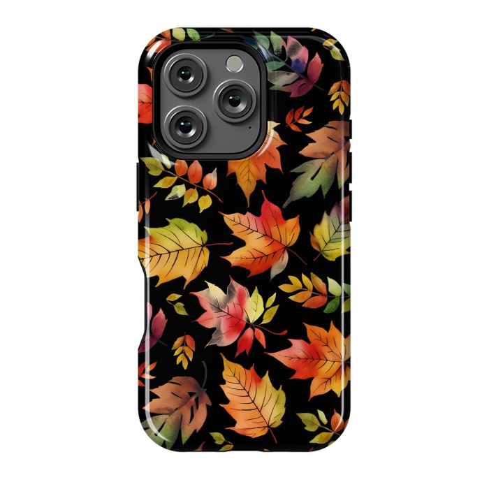 iPhone 16 Pro StrongFit Watercolour autumn leaves - orange fall foliage by Oana 