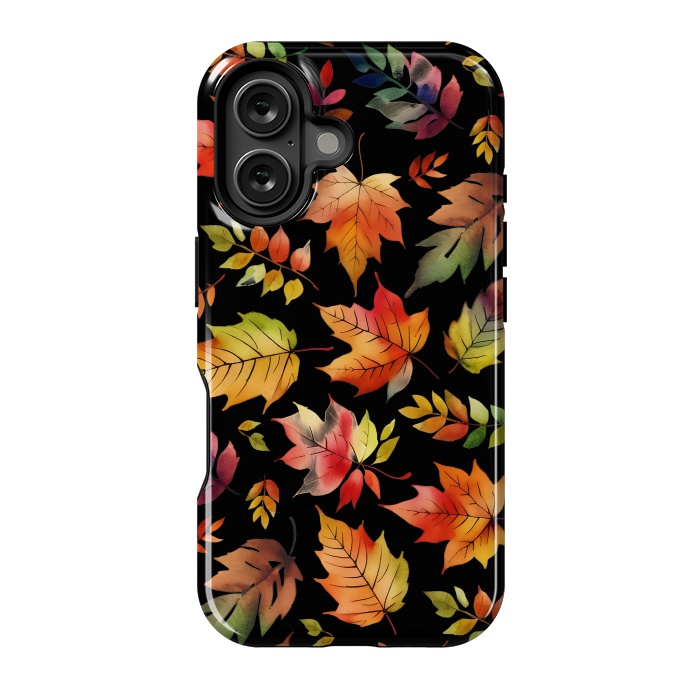 iPhone 16 StrongFit Watercolour autumn leaves - orange fall foliage by Oana 