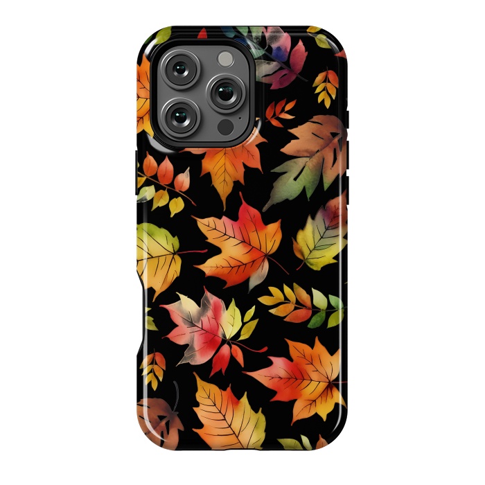 iPhone 16 Pro Max StrongFit Watercolour autumn leaves - orange fall foliage by Oana 