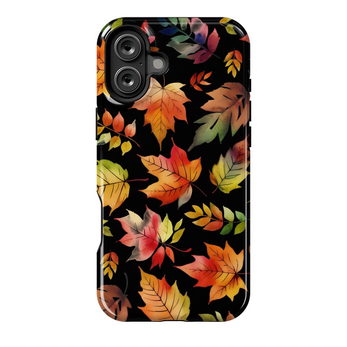 iPhone 16 Plus StrongFit Watercolour autumn leaves - orange fall foliage by Oana 