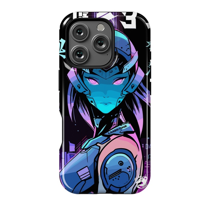 iPhone 16 Pro StrongFit Neon Cyborg Girl by LM2Kone