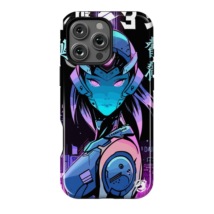 iPhone 16 Pro Max StrongFit Neon Cyborg Girl by LM2Kone