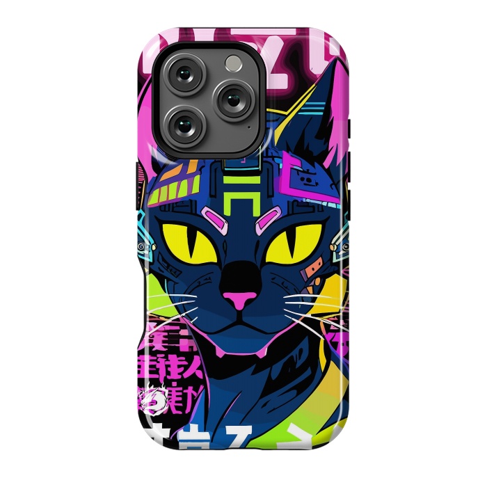 iPhone 16 Pro StrongFit Cyberpunk Cat Neon by LM2Kone