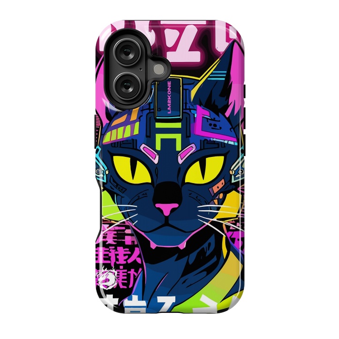 iPhone 16 StrongFit Cyberpunk Cat Neon by LM2Kone