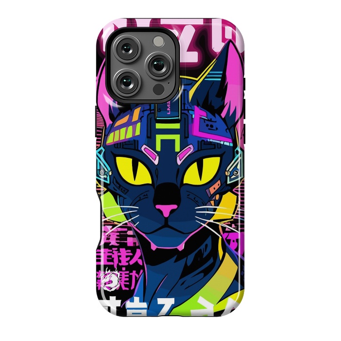 iPhone 16 Pro Max StrongFit Cyberpunk Cat Neon by LM2Kone