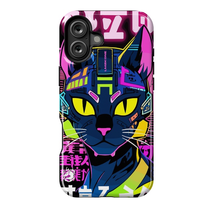 iPhone 16 Plus StrongFit Cyberpunk Cat Neon by LM2Kone