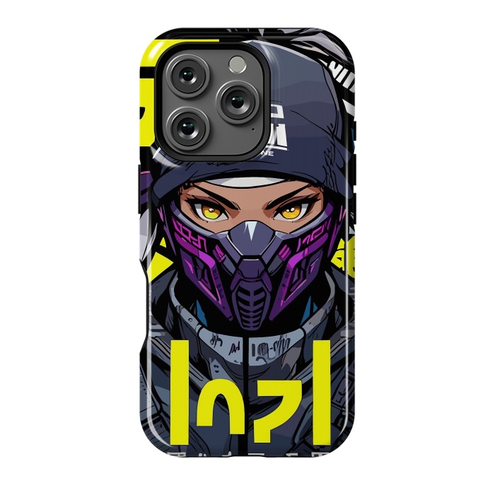 iPhone 16 Pro StrongFit Cyberpunk Ninja Girl by LM2Kone