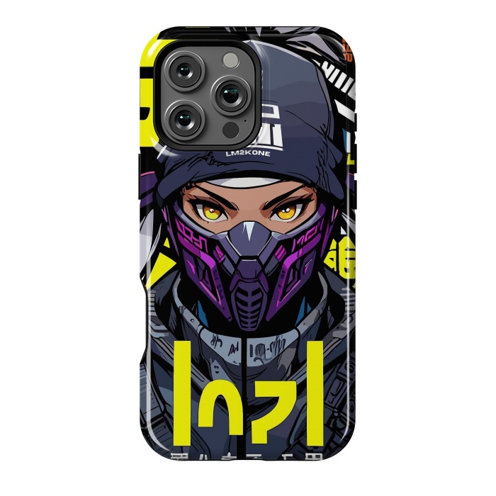 iPhone 16 Pro Max StrongFit Cyberpunk Ninja Girl by LM2Kone