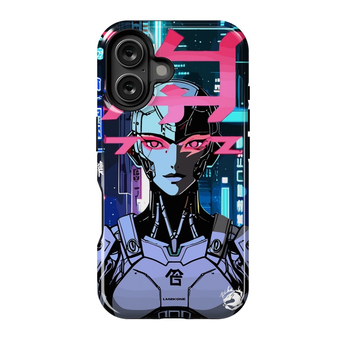 iPhone 16 StrongFit Cyberpunk Cyborg Neon by LM2Kone