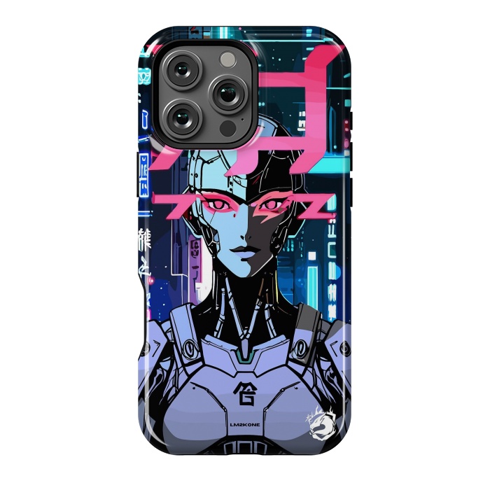 iPhone 16 Pro Max StrongFit Cyberpunk Cyborg Neon by LM2Kone