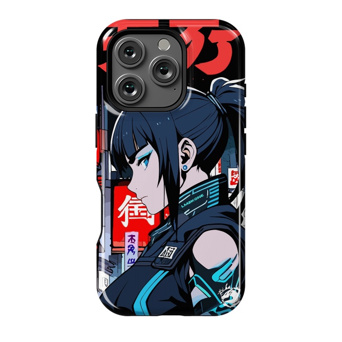 iPhone 16 Pro StrongFit Cyberpunk Blue Ninja  by LM2Kone