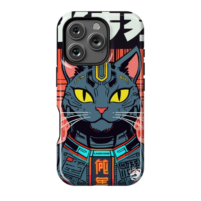 iPhone 16 Pro StrongFit Futuristic Neon Cat  by LM2Kone