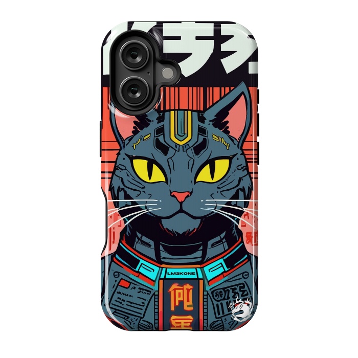 iPhone 16 StrongFit Futuristic Neon Cat  by LM2Kone