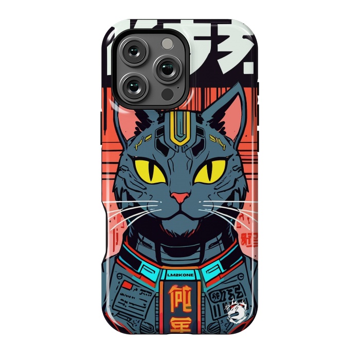 iPhone 16 Pro Max StrongFit Futuristic Neon Cat  by LM2Kone