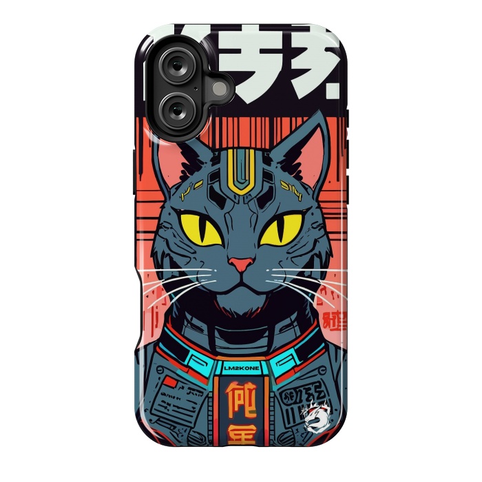 iPhone 16 Plus StrongFit Futuristic Neon Cat  by LM2Kone