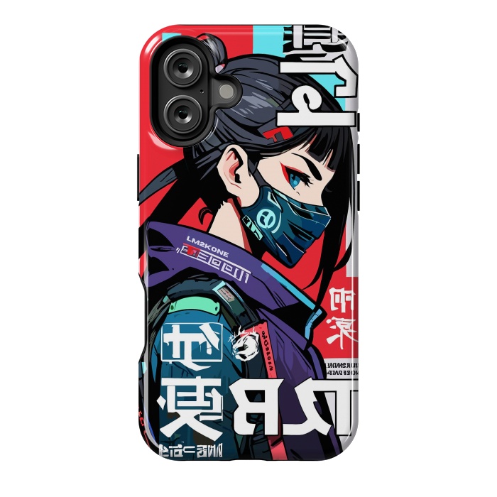 iPhone 16 Plus StrongFit Cyberpunk Ninja Kanji by LM2Kone