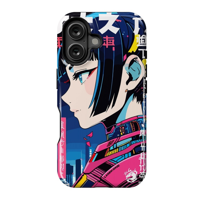 iPhone 16 StrongFit Cyberpunk Night Girl by LM2Kone