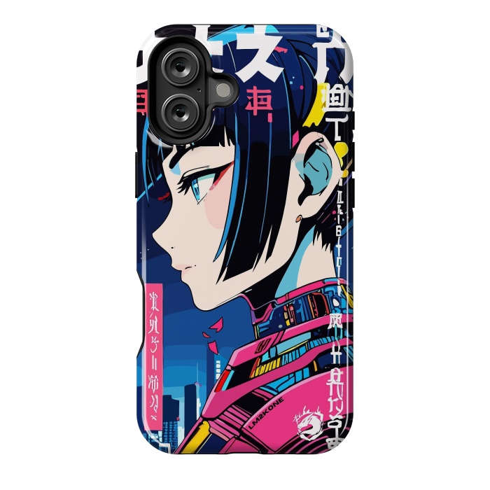 iPhone 16 Plus StrongFit Cyberpunk Night Girl by LM2Kone