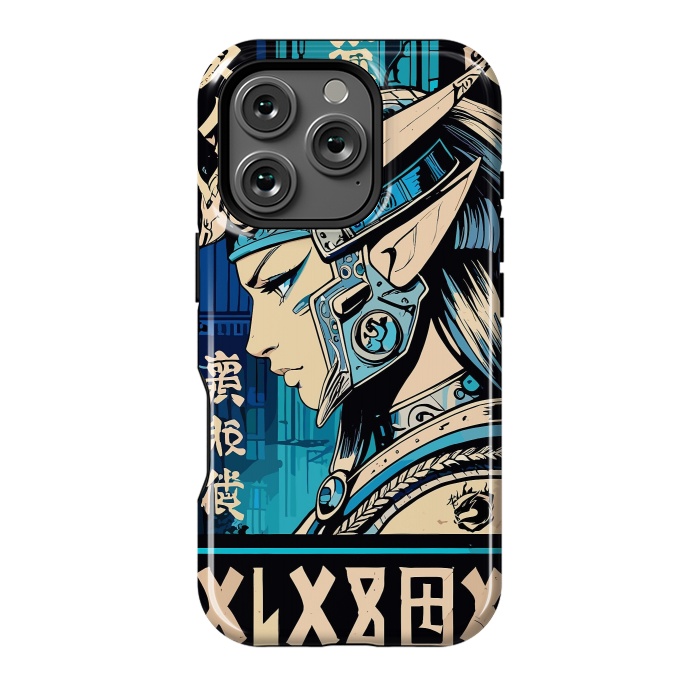 iPhone 16 Pro StrongFit Blue Japan Warrior Girl by LM2Kone