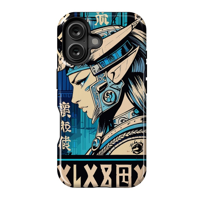 iPhone 16 StrongFit Blue Japan Warrior Girl by LM2Kone