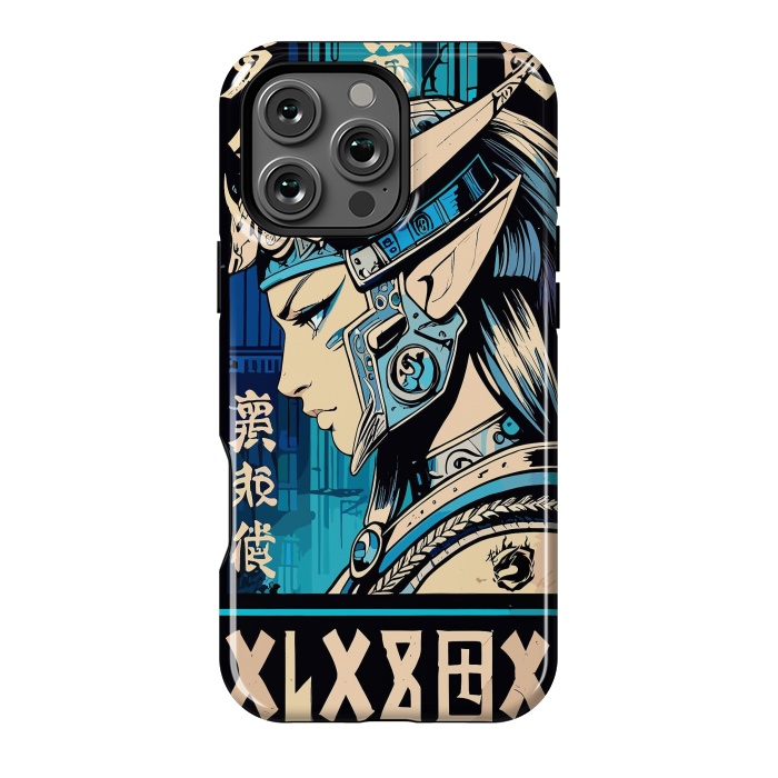 iPhone 16 Pro Max StrongFit Blue Japan Warrior Girl by LM2Kone