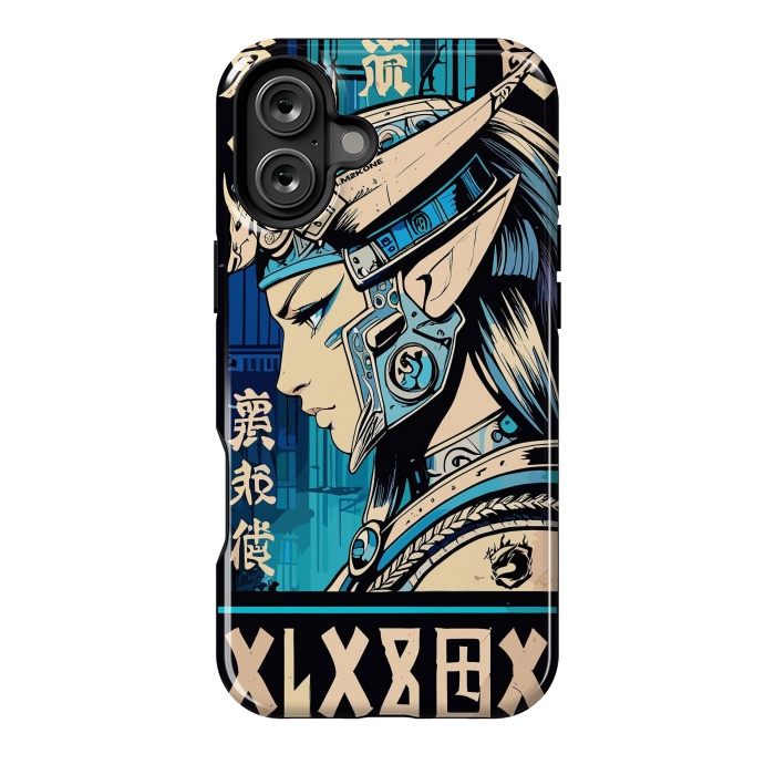 iPhone 16 Plus StrongFit Blue Japan Warrior Girl by LM2Kone