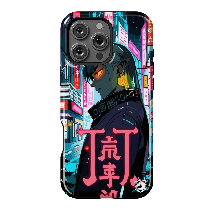 iPhone 16 Pro Max StrongFit Cyberpunk Oni Neon by LM2Kone