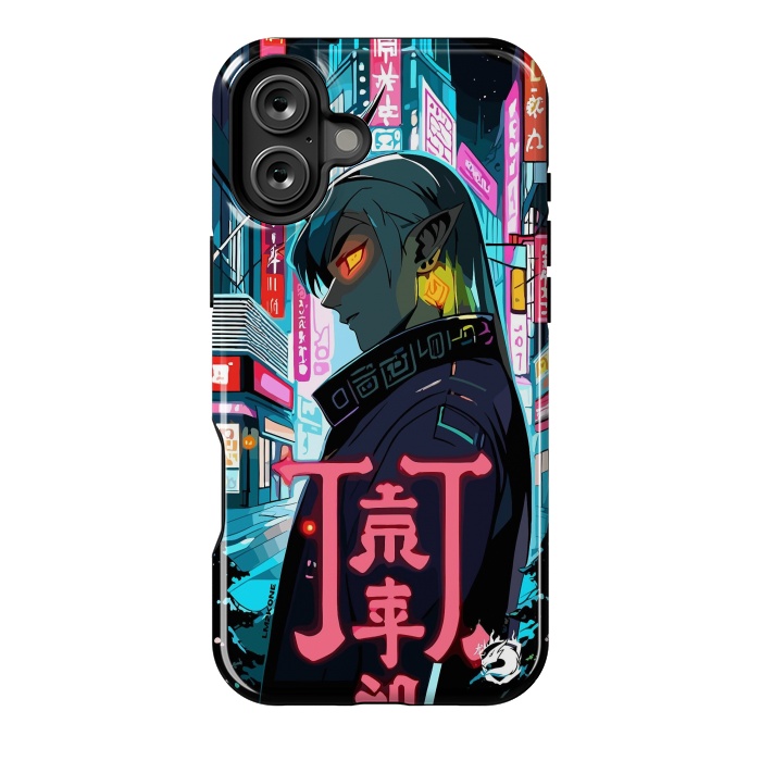 iPhone 16 Plus StrongFit Cyberpunk Oni Neon by LM2Kone