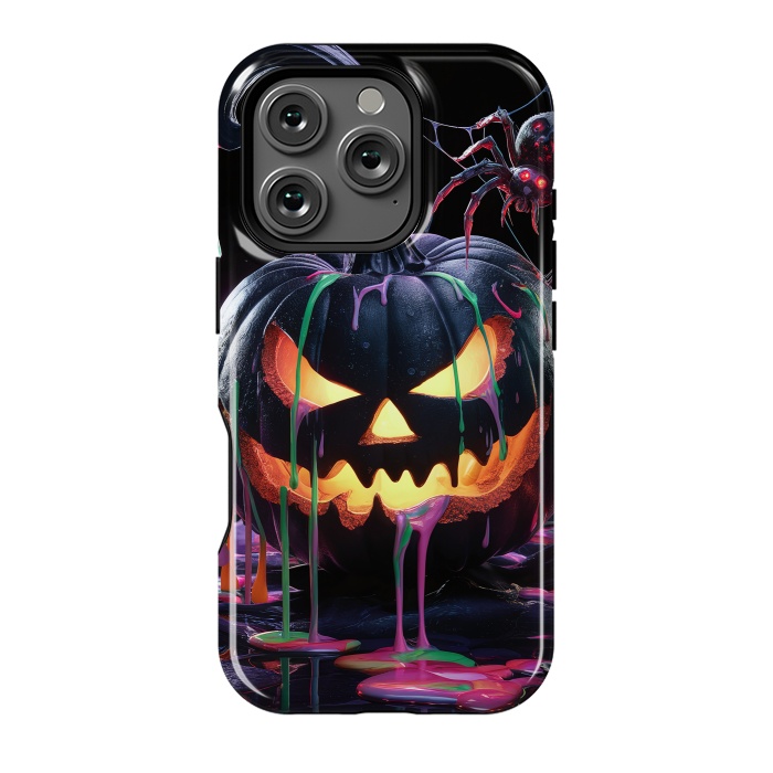 iPhone 16 Pro StrongFit Halloween Black Pumpkin by JohnnyVillas