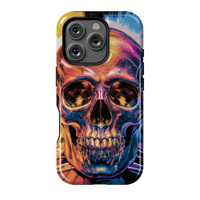 iPhone 16 Pro StrongFit Metallic Skull Painting by JohnnyVillas