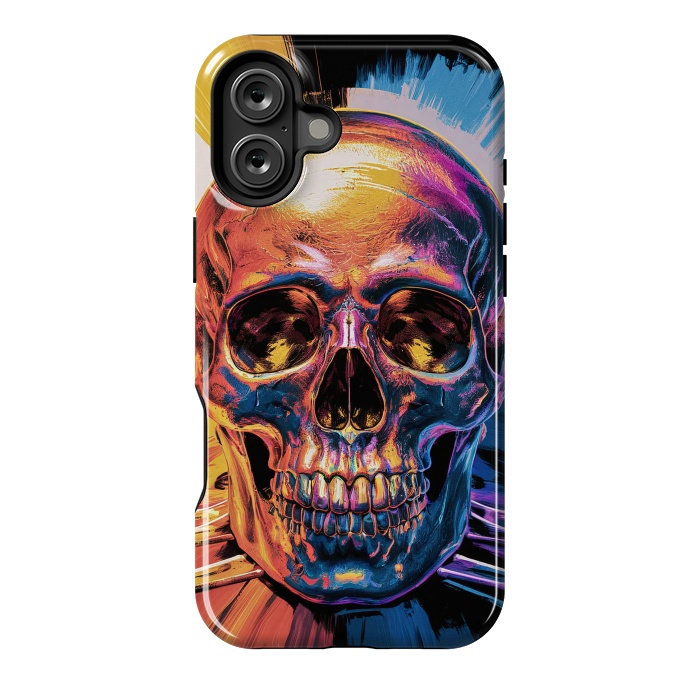 iPhone 16 Plus StrongFit Metallic Skull Painting by JohnnyVillas