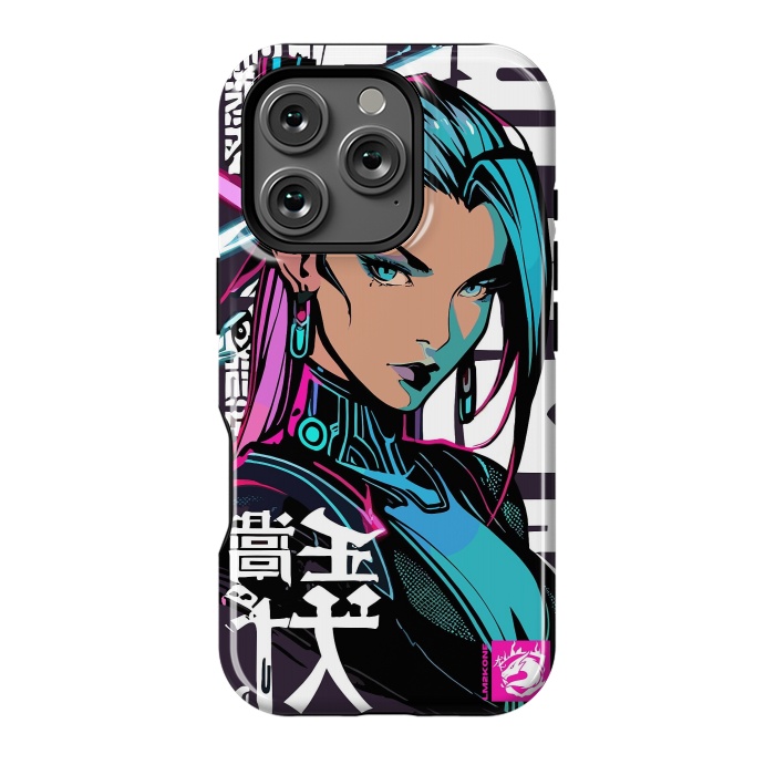 iPhone 16 Pro StrongFit Cyberpunk Neon Woman by LM2Kone