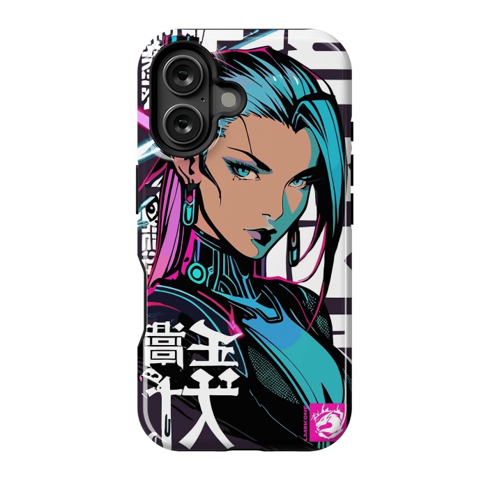 iPhone 16 StrongFit Cyberpunk Neon Woman by LM2Kone