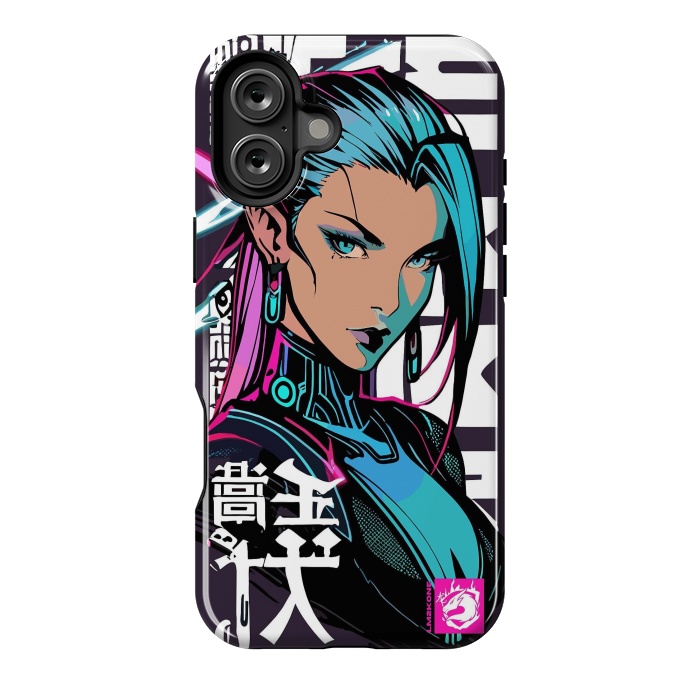 iPhone 16 Plus StrongFit Cyberpunk Neon Woman by LM2Kone