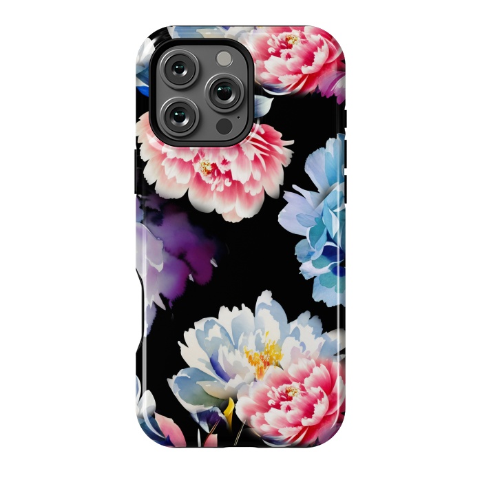 iPhone 16 Pro Max StrongFit Colorful watercolor peonies - painted flower petals by Oana 