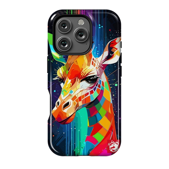 iPhone 16 Pro StrongFit Neon Multicolors Giraffe by LM2Kone